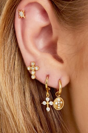 Pendientes Diamond Cross Color dorado Acero inoxidable h5 Imagen2